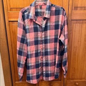 SHEIN Pink and Navy Plaid Shirt size large